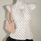Ladies Vintage Polka Dot Halter Neck Top Deep V Tie Back Sleeveless Ruched Waist Peplum Tank Top For Y2K Streetwear