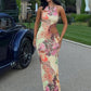 Sexy Hollow Tassel Decoration Dress Woman Colorful Print o-Neck Sleeveless Summer Vacation Elegant Style Long Bodycon