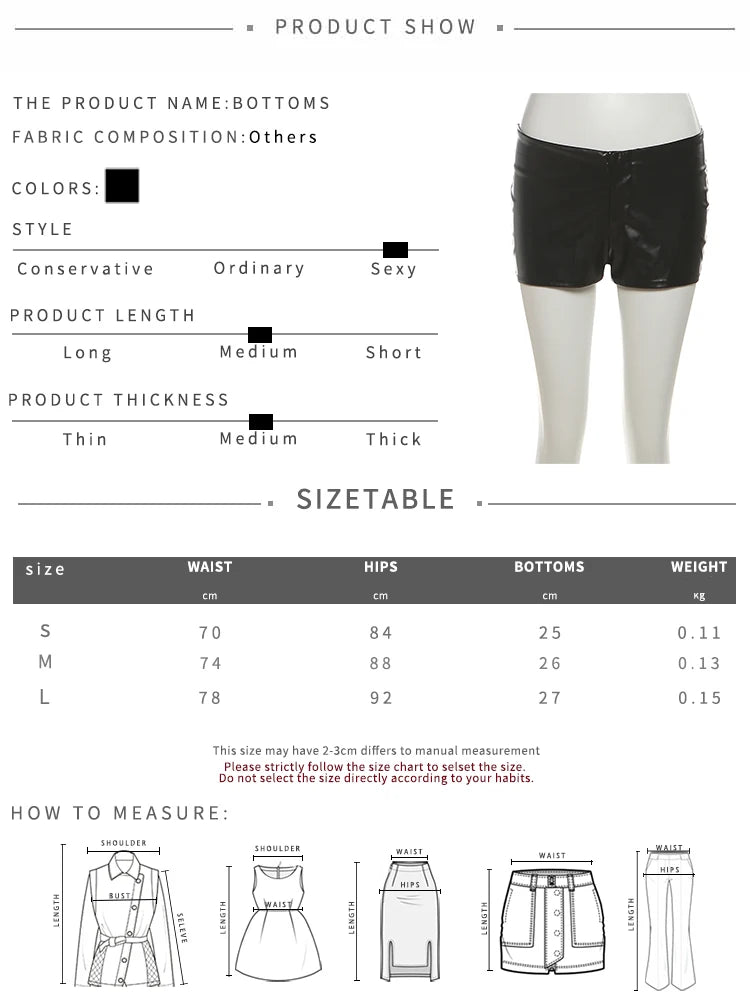 Sexy Punk Pu 2-Piece Set Women Irregular Corset Top+Skinny Zip Shorts Matching Simple Hottie High Street Hipster Clubwear