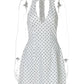 Polka Dot Sexy Mini Dress Women Fashion Halter Deep V Neck Sleeveless Backless High Waist A-line Club Party Dresses