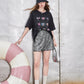 2024 Summer New Arrivals High waisted A-line silver sequined midi skirt for women, retro and fashionable short skirt