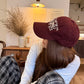 Vintage Washed Cotton Baseball Cap with Cute Flower Embroidery
