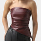 PU Leather Tube Top Sexy Women Summer Tanks 2025 Fashion Asymmetrical Strapless Backless Crop Tops
