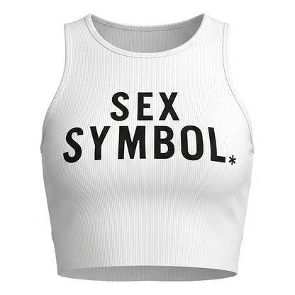 Letter Print Vest Women o-Neck Skinny High Elasticity Sporty Simple Classic Midnight Hottie Summer Trend Streetwear