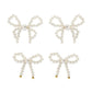 2Pairs/Set Elegant Imitation Pearl Bow Bowknot Stud Earrings for Women Wed Bridal Korean Fashion Piercing Earrings Jewelry Gift