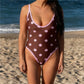 Women's Summer Tankinis Swimsuit Y2K Dots Print Sleeveless Adjustable Spaghetti Strap Bodysuit Bathing Suit Beachwear