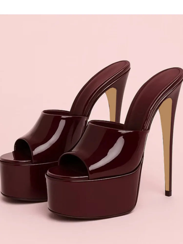 Summer New Women's Thick Bottom, Fine High Heels, Toothed Cool Slippers, Fashion Show, Party, Ultra High Heel Sandals