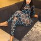 Sexy See Through 2 Piece Set Woman Patchwork Print o-Neck Full Sleeve Bodysuits+Skinny Wrap Hip Long Pants Outfits