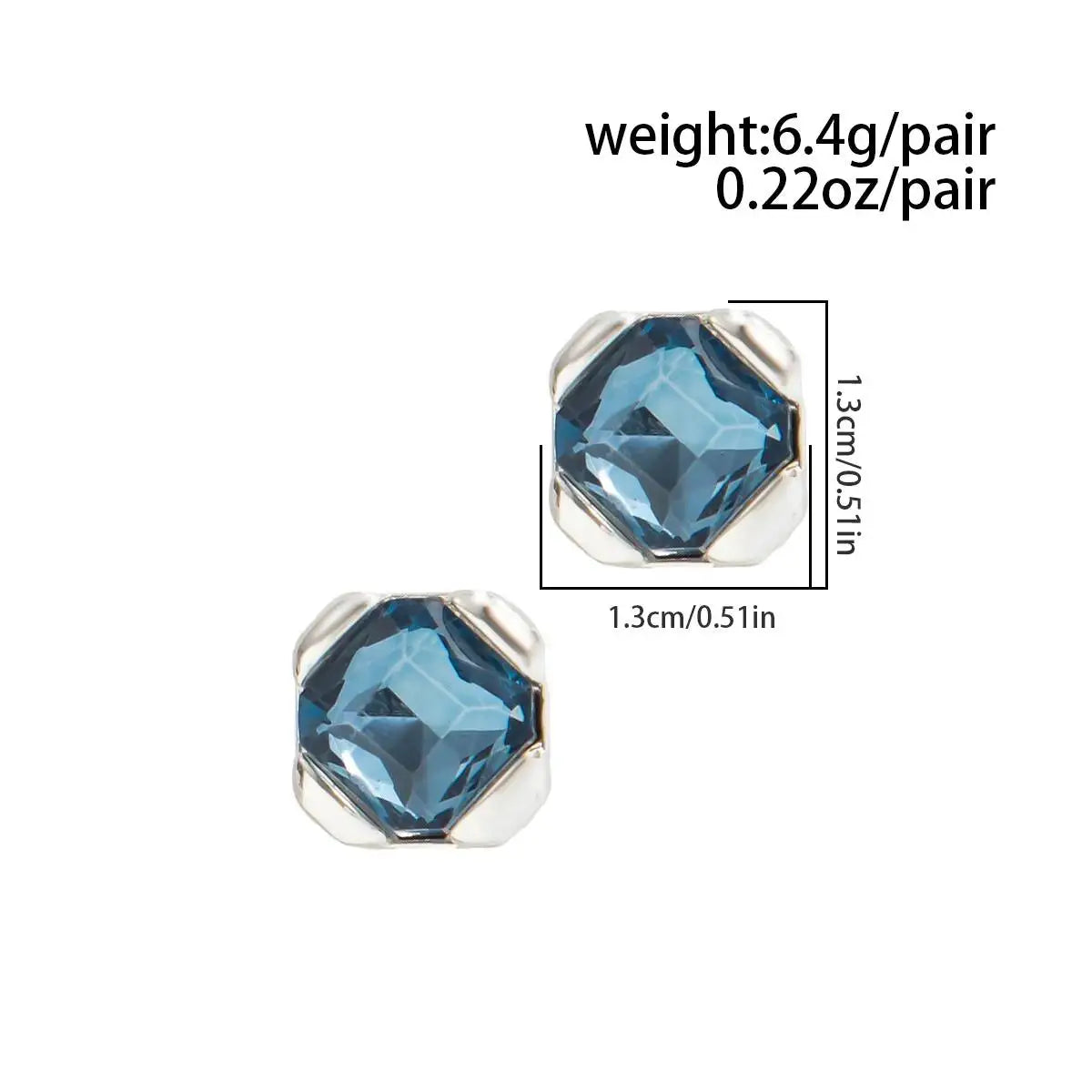 Trendy Blue Square Rhinestone Smalll Stud Earrings Women Punk Unique Geometric Piercing Earrings 2026 New Jewelry Gifts