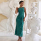 Mesh Sleeveless Maxi Dress with Side Draping Woman Elegant Wedding Guest Party Dresses 2026