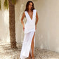Transparent Mesh Patchwork Black Long Summer Dress Sexy Elegant Deep V Neck Sleeveless Backless Maxi Dresses