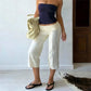 Y2K Vintage Women Low Rise Fold Waist Capri Pants Side Striped Cropped Flare Trousers Casual Going Out Sports Pants