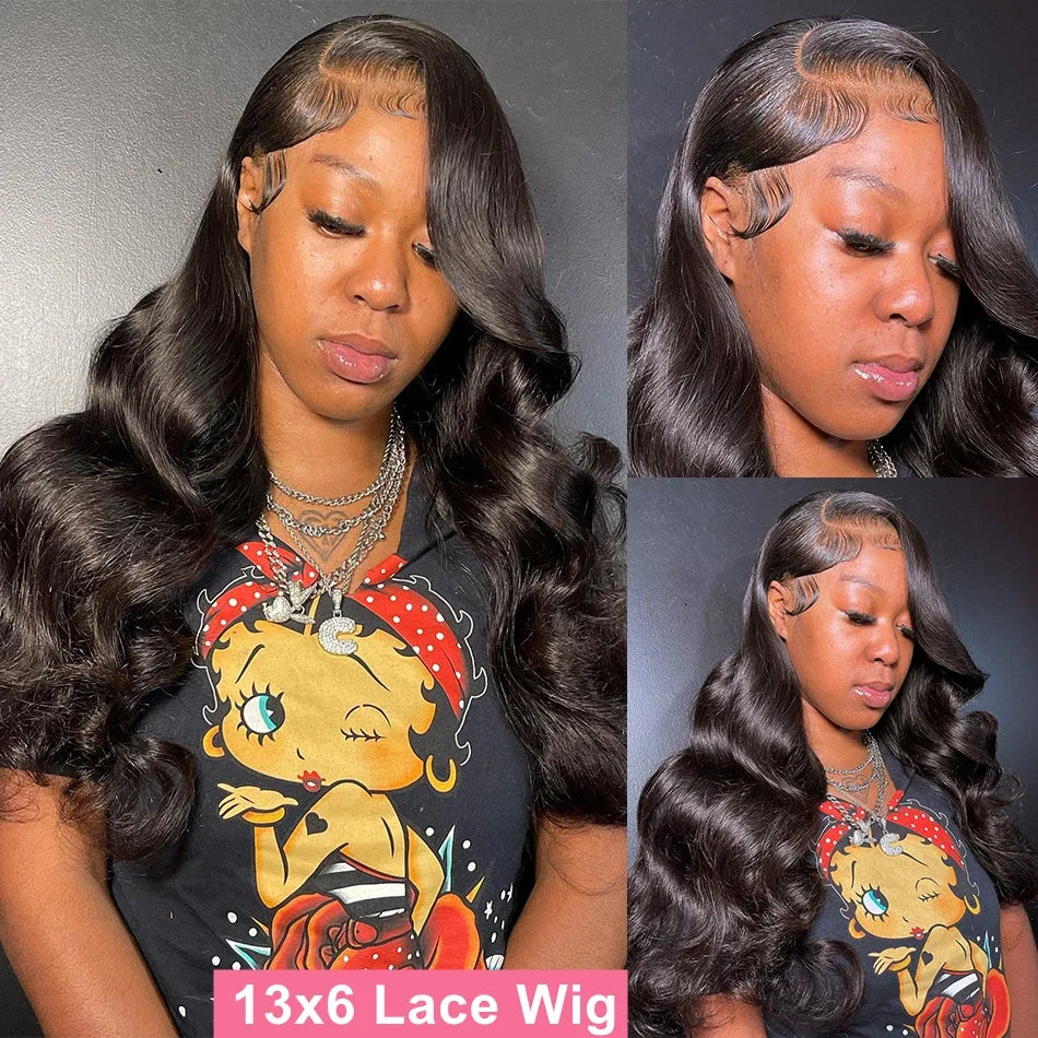 220 Density Body Wave 13x6 13x4 HD Transparent Lace Frontal Pre Plucked Human Hair Wig For Black Women