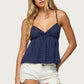 Women's Summer Slim Camisole Y2K Vintage Polka Dot Print Spaghetti Strap V-Neck Mesh Trim Tank Tops Fashion Streetwear