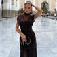 Mesh Sheer Flowy Pleated Maxi Dresses Elegant Wedding Guest Dress Women Clothing Party Outfits