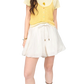 Women's White Elastic Waist Drawstring Ruffle Hem Wide Leg Shorts, Loose Chiffon Bubble Culotte Pants for Daily