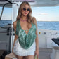 Sexy Sequins Deep V Backless Halter Tops Island Clothing Summer 2025 Fashion Tank Top Woman Beach Resort Wear