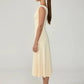 Women V Neck Cap Sleeve Sexy Midi Dress Solid Slim Fit Flared A Line Dress Elegant Wedding Guest Party Casual Dress