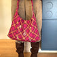 2025 Winter New Arrivals Casual Y2K Cartoon Rabbit Color Block Plaid Tote Bag For Woman