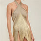 Sexy Fringe Halter Top/Wrap Skirt 2-in-1 Convertible Cover-Up Women Two Ways To Wear For Summer Beach Party Clubwear