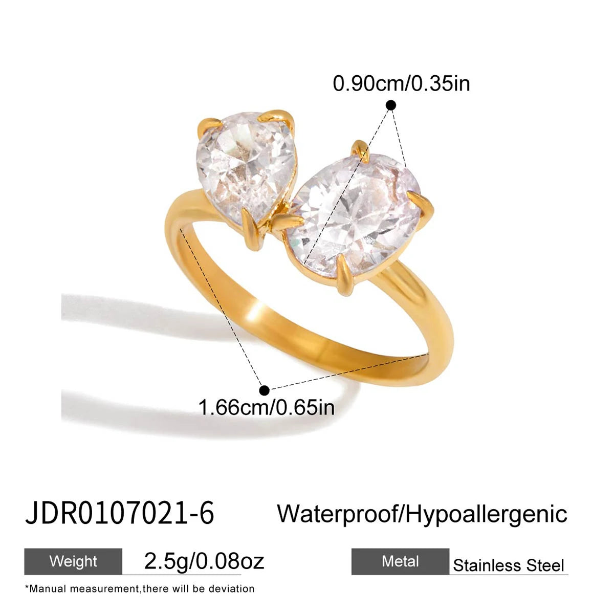 18K Gold Plated Stainless Steel Geometric Fashion Ring Waterproof Anti Allergic colorfast Fashion Jewelry Unisex 2024