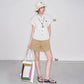 Solid White Collared Shirt, Embroidered Short Sleeve Blouse, Preppy Necktie Decor Casual Top for Women