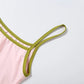 Sweet Hottie 2 Piece Set Women Simple Low-Neck Line-Patchwork Tank Top+Bandages Bow Capri Pants Fashion Street Suits
