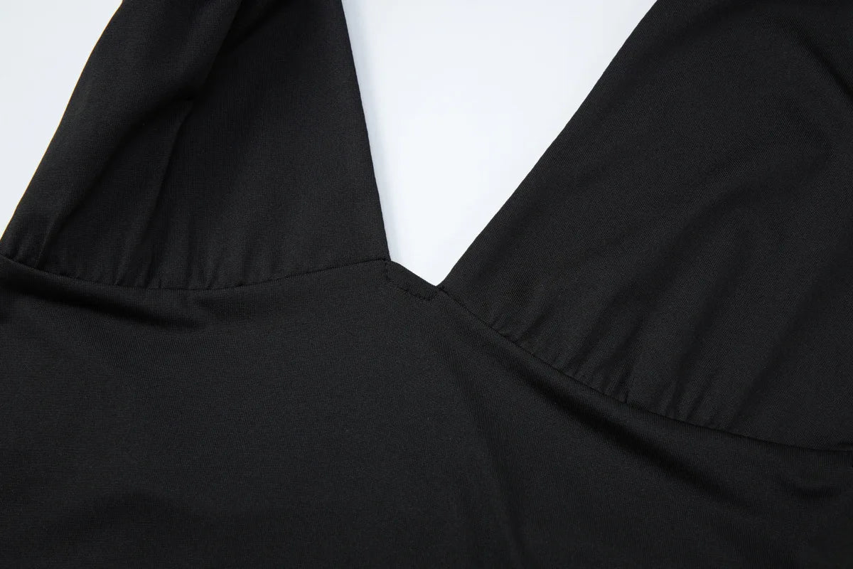 Sexy Cropped Tank Top Women Fashion Asymmetrical Deep V Neck Backless Halter Tops 2026 Summer Clothing