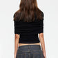 Women's Slim Fit Crop Tops Solid Color Stylish Ruched Front Overlay Ruched T-Shirt for Night Party Summer Streetwear