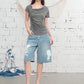 Cowl Neck Ruched Fitted T-Shirt, Draped Front Short Sleeve Top