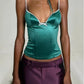 Shape Waist Bow Decoration Camisole Tops Woman Summer Line Patchwork Low-Neck Backless High Street Sexy Fashion Tank Tops