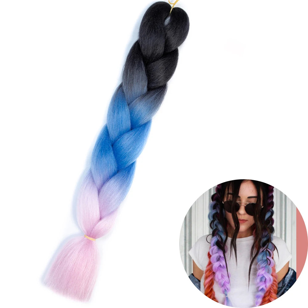 Synthetic Jumbo Braiding Hair Extension 24 Inch Heat Resistant Fiber In Bulk Ombre Jumbo Braids Hair For Black Women