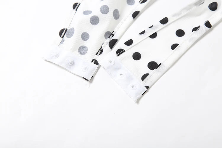 Sexy See Through Maxi Dress Women Polka Dots Print Low-Neck Sleeveless Backless Summer Holiday Ruched Elegant Outfits