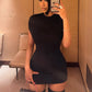 Ruched Backless Dress Women Patchwork Sexy 2026 Summer Elegant Midnight Stretch Skinny Party Peach Hip Mini Bodycon