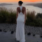 Elegant White Party Dresses for Woman Halter Ruched High Slit Maxi Dress Evening Gown