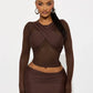 Sexy Mesh 3 Piece Set Women Patchwork Ruched Cross Crop Tops+Skirt+Knee-High Socks Matching Elastic Street Outfits