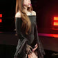 Music Festival 2-Piece Set Women Irregular Long Flare Sleeve Off-Shoulder t-Shirt+Lace Simple Short Sexy Fashion Suit