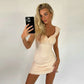 Frill V Neck Sleeveless Mini Dress Chic Outfits for Women Sexy Summer Dresses 2024 Fashion Clothes