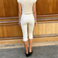 Women Basic Capri Leggings Solid Low Rise Elastic Waist Slim Knee Length Cropped Pants Y2K Casual Daily Street Trousers