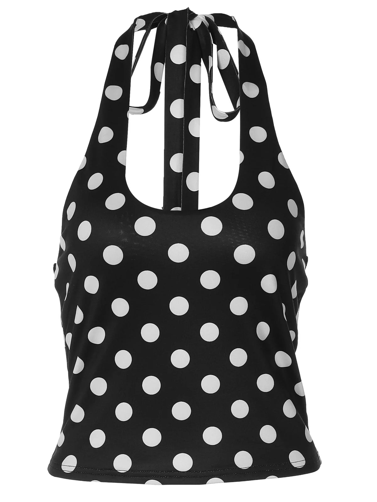 Black Polka Dot Print Backless Halter Tops for Woman Sexy Y2k Clothes 2026 Summer Cropped Tank Top