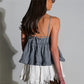 Summer Sleeveless V Neck Plaid Vest Sweet Girl Cute Ruffles Crop Top Vintage Y2k Tie Back Tank Tops for Woman Ins Style