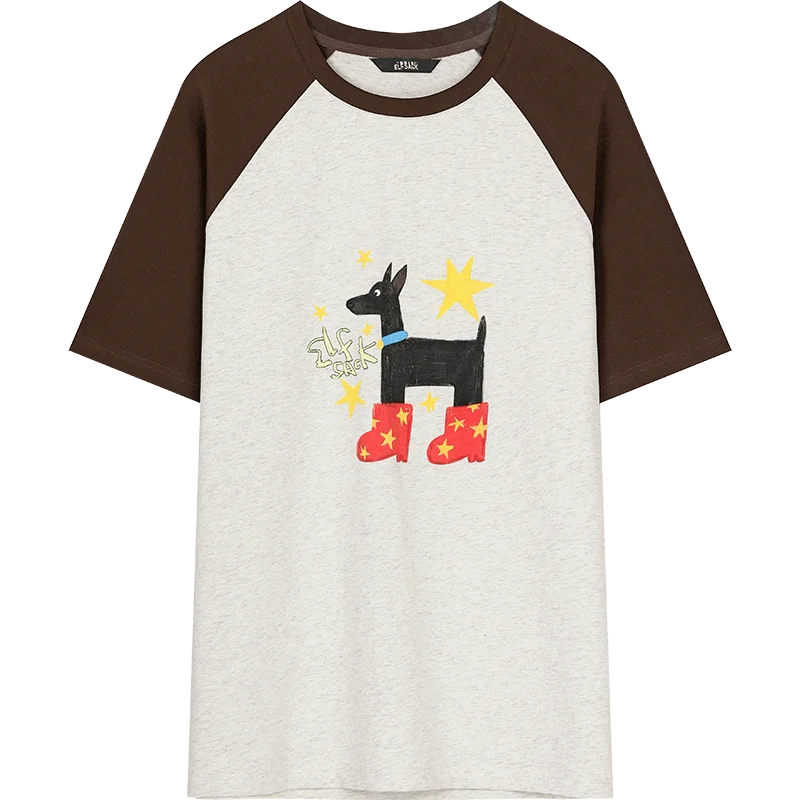 Women's Sweet Short Sleeve Graphic Tee with Cute Print, T-Shirt with Multiple Color Options, Loose Casual Autumn Top