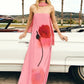 Elegant Print Sexy Maxi Dress Women Gown Fashion Scarf Collar Off-shoulder Sleeveless Backless Club Party Long Dress