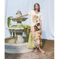 Women's Artistic T‑Shirt with Cat & Floral Patchwork Print, V‑Neck Short Sleeve Regular Fit Tee for Summer Casual Daily