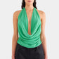 Women Trendy Halter Tops Summer Ruched Cowl Neck Backless Sleeveless Shirts for Streetwear Aesthetic Grunge Clothes