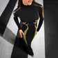 Women 2023 Autumn Winter Fashion Long Sleeve Party Club Streetwear Bodycon Black Long Dress