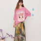 2025 Summer New Arrival Light Multi-color Oil Painting Style Graphic Maxi Skirt For Woman
