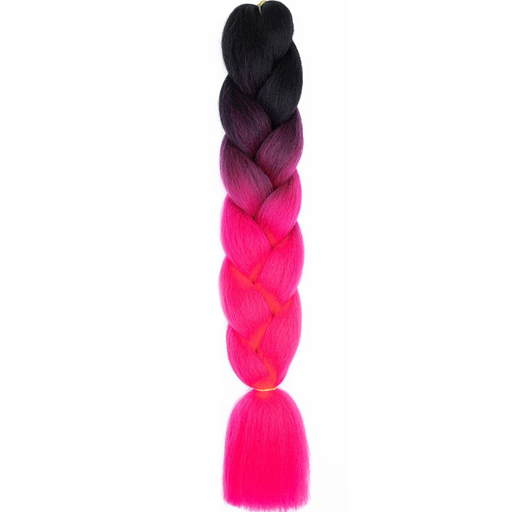 24 Inch Jumbo Box Braids Extensions Synthetic Braiding Hair DIY Hair Braids For Children Pink Purple Yellow Gray