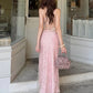 Sweet Flower Jacquard 2 Piece Set Women Trend Mesh Patchwork Bandages Sleeveless Tank Top+Skirts Sexy Party Clubwear