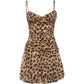 Leopard Print Sling Dress Woman Summer Trend Low-Neck Backless Shape Waist Hot Girls Street Wild Style Mini Bodycon